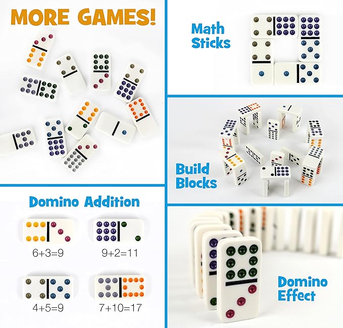 Regal Games - Double 12 Mexican Train Dominoes - Colored Dots Set - Fun Family-Friendly Dominoes Game - Includes 91 Tiles, Collector's Case & Plastic Hub w 9 Plastic Trains - Ideal for 2-8 Players