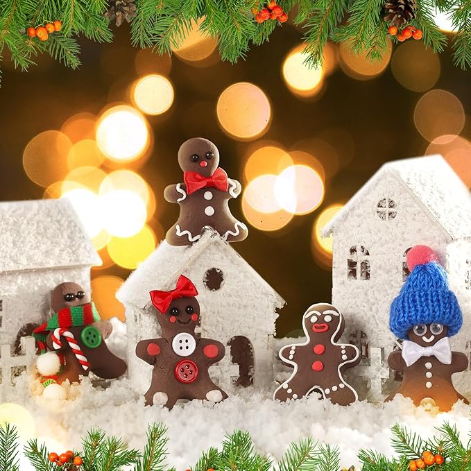 Arrowbash 412 Pcs Christmas Gingerbread Man DIY Crafts Kit, 36 Pack Air Dry Clay Crafts Make You Own Gingerbread Man Modeling Indoor Decorations Gift for Holiday Winter Party Supplies