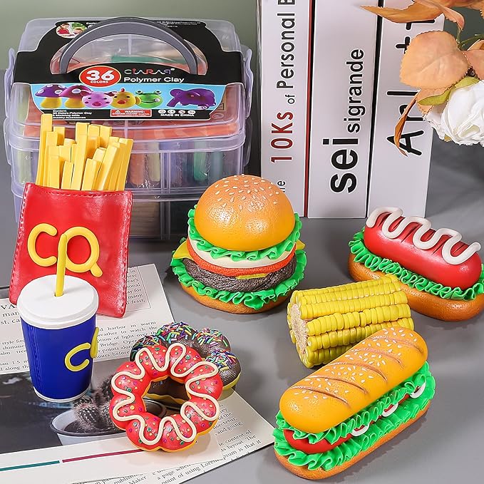 CiaraQ Polymer Clay 36 Colors, Modeling Clay Starter Kits for Kids, Oven Baked Model Clay with Sculpting Tools, Safe and Non-Toxic, Great for Children and Artists