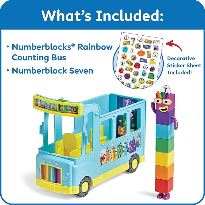 hand2mind Numberblocks Rainbow Counting Bus, Music Toys for Kids Ages 3-5, Toddler Musical Toys, Play Figure Playsets, Number Toys, Preschool Learning Toys, Math Toys, Birthday Gifts for Kids