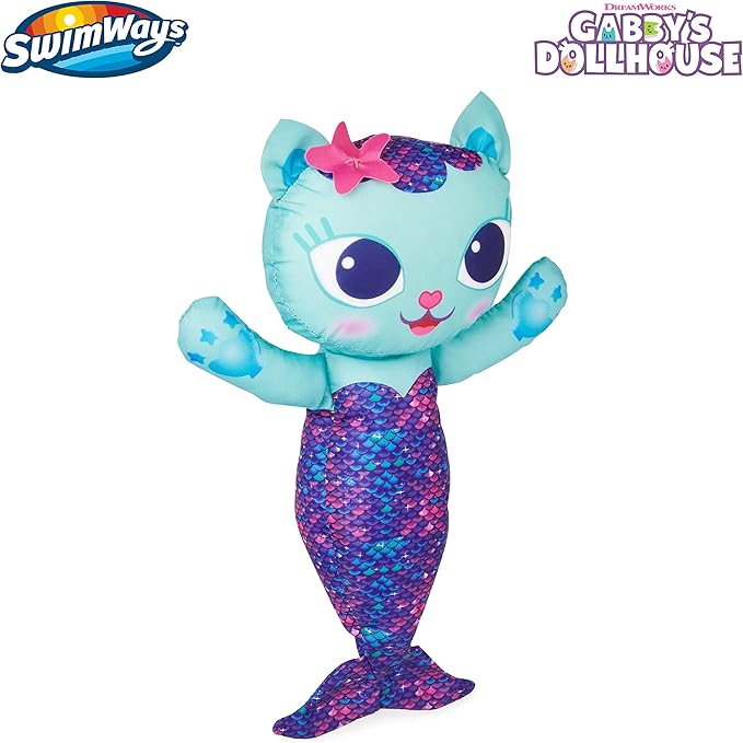 SwimWays Gabby’s Dollhouse Mercat Swim Huggable, Gabby’s Dollhouse Toys, Bath Toys & Beach Toys, Floating Water Stuffed Animal for Kids Aged 1 & Up