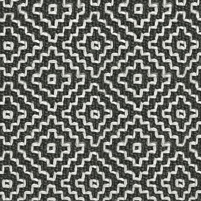 SIMPLIHOME Briella 18 Inch Boho Square Woven Outdoor/ Indoor Pouf in Grey and White Recycled PET Polyester, For the Living Room, Bedroom and Kids Room