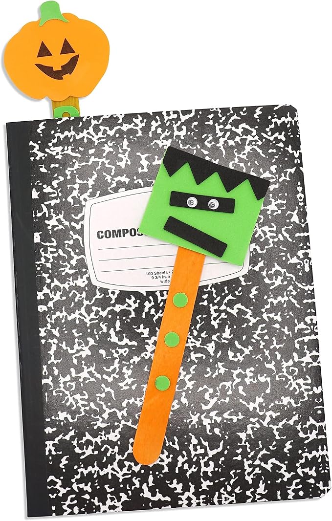 4E's Novelty Halloween Bookmark Craft for Kids 2024-12 Pack Bulk Kids Halloween Crafts Ages 4-8, 8-12 Halloween Activities for Kids Classroom Halloween Bookmarks, DIY Foam Halloween Craft Kit