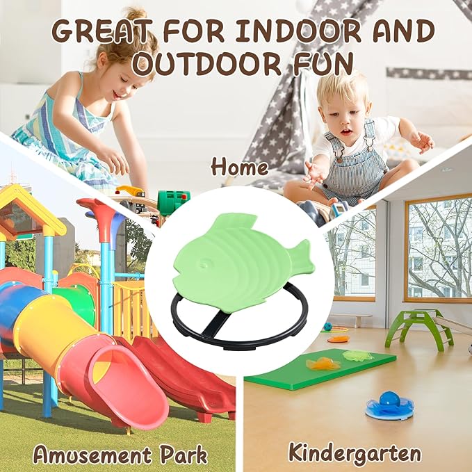 Kids Swivel Chair Sensory Chair for Kids, Spinning Chair Kids Balance Physical Therapy Equipment, Kids Indoor Outdoor Play Equipment, Science Seat for Kids 3-9 (Light Green)