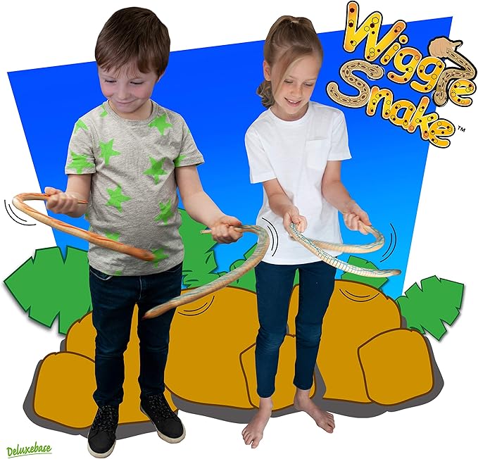 Wooden Wiggle Snake from Deluxebase. Flexible Swaying and Wiggling Wood Snake Toy. Retro Fake Rattlesnake Wooden Toy for Snake Fidget Toys, Prank Toys and Party Favours for Kids.