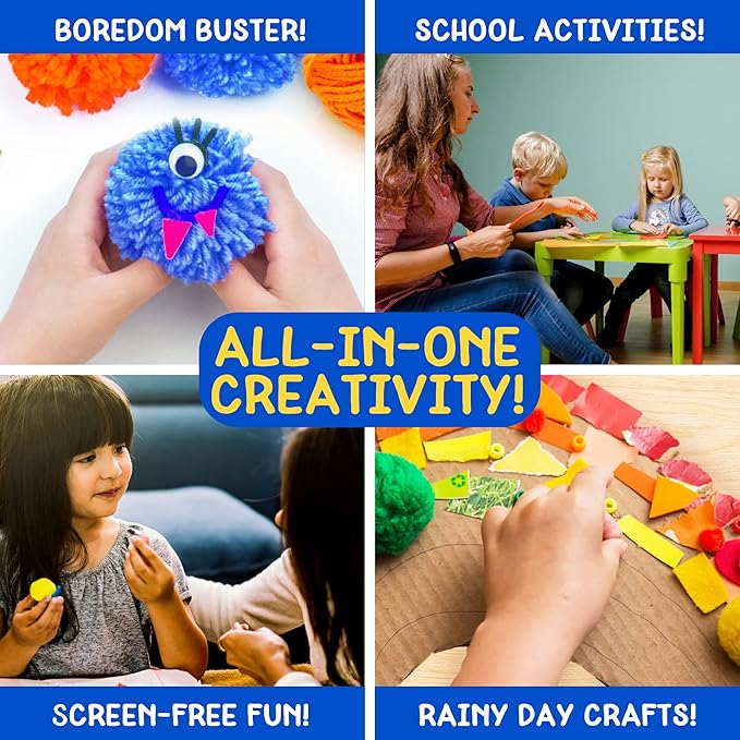 Made By Me! Ultimate Jar of Crafts, 200+ Piece Rainbow Craft Supply Bundle, Craft Supplies Starter Kit, Great Arts & Crafts Kit for Travel and On-The-Go, Perfect for Kids and Adults Ages 6+