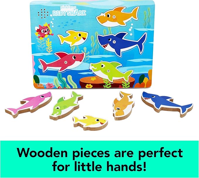 Spin Master Games, Pinkfong Baby Shark Musical Wooden Sound Puzzle, Plays Viral Song, Baby Shark Toddler Toys, for Fans of Baby Shark & Kids Who Love Music, for Ages 2 & Up