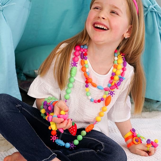 Axel Adventures Pop Beads Jewelery Making Kits for Girls, Colorful Jewelry Crafts Toy for Kids Age 4-8, Necklace, Ring, Bracelet Making Kit for Little Girls, Girls Gift, Educational Girls Gift