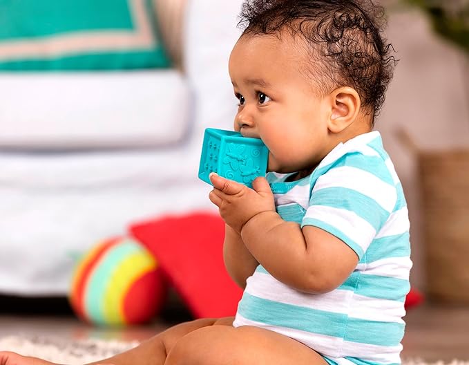 B. toys- B. baby – Baby Blocks – Stacking & Building Toys For Babies – 10 Soft Blocks With Numbers, Shapes, Animals – Educational & Developmental – 6 Months + – One Two Squeeze