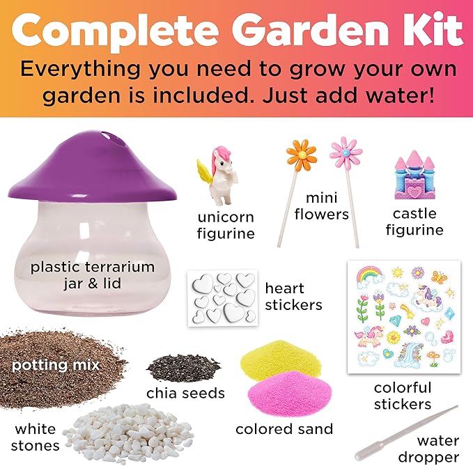 Creativity for Kids Plant and Grow Unicorn Forest: Terrarium Kit for Kids, Unicorn Toys and STEM Kits for Kids, Arts and Crafts for Girls Ages 6-8+