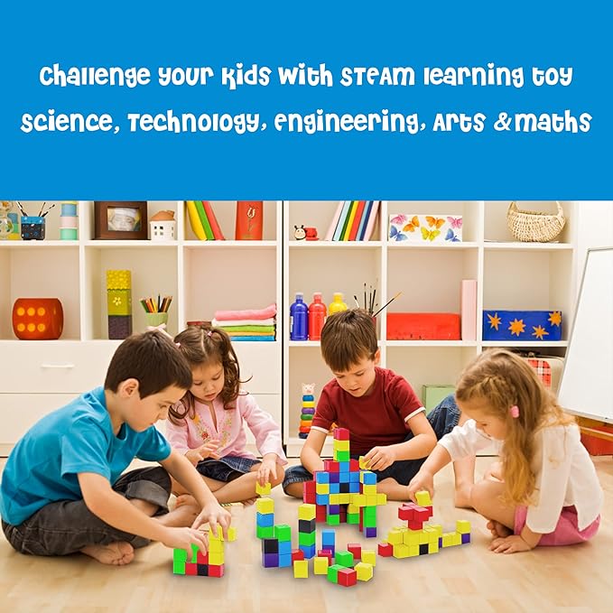 Extra Large Magnetic Blocks 35 Pieces 1.57 inch 4cm Size Perfect for Kids Preschool Kindergarden Elementary Building Cubes Sensory Montessori Construction Toddlers Boys Girls Educational Sensory