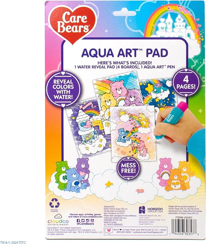 Care Bears Aqua Art, Paint with Water Books for Kids, Reusable Water-Reveal Activity, Mess Free Coloring for Toddlers, Fun Toddler Toys, Road Trip Activities for Kids, Airplane Toys for Toddlers 1-3