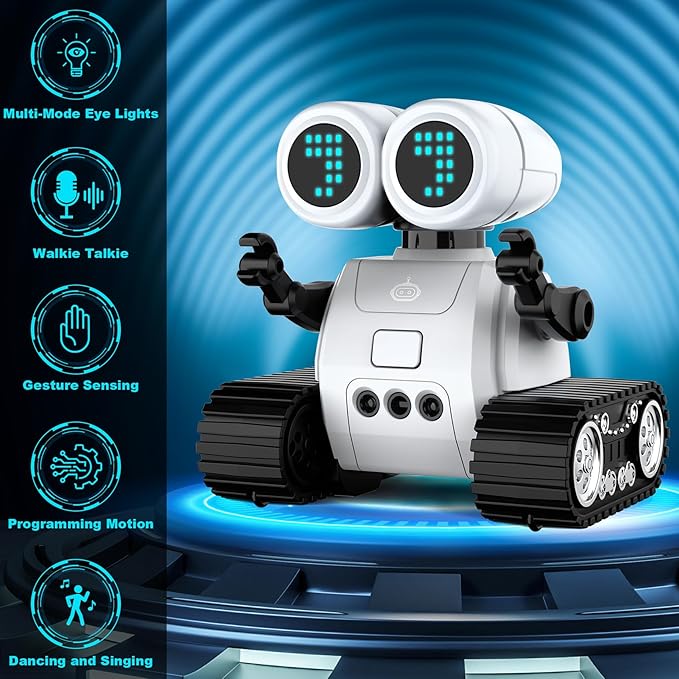 Hamourd Robot Toys for 3 Years Old Boys Girls- Robots with Walkie-Talkie Function, Gesture Sensing, Flexible Head & Arms, Programming Motion, Dance Moves, Music, and Shining LED Eyes, Kids Toys Gifts