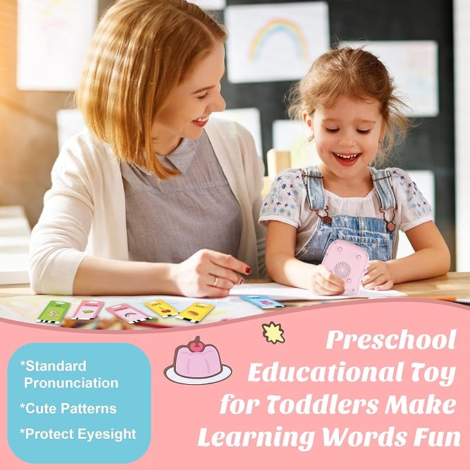 Talking Flash Cards,Toddler Flash Cards with 384 Sight Words, Montessori Toys,Autism Sensory Toys,Pocket Speech Therapy Toys,Learning Educational Toys Gifts for Age 1 2 3 4 5 Years Old Boys and Girls