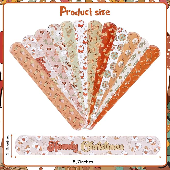 Serencatcher Christmas Slap Bracelets Christmas Party Favors Christmas Slap Wristbands for Xmas Birthday Party Stocking Goodie Bag Stuffers Gifts Toys