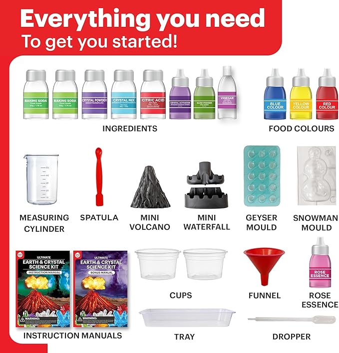 Doctor Jupiter STEM Science Kit - 100+ Experiments| Christmas, Birthday Gift Ideas, Toys for Boys & Girls Ages 7-8-9-10-11-12 Year Old| Volcano Kit, Crystal Growing for Kids - Amazon Exclusive