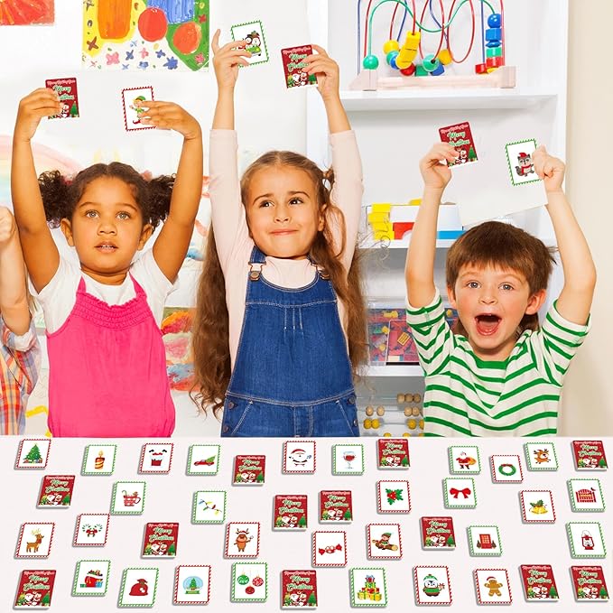 gisgfim 50 Pairs Memory Matching Game Merry Christmas Concentration Memory Games for Kids Educational Ages 3-8 A Fun & Fast Christmas Winter Theme Memory Matching Games