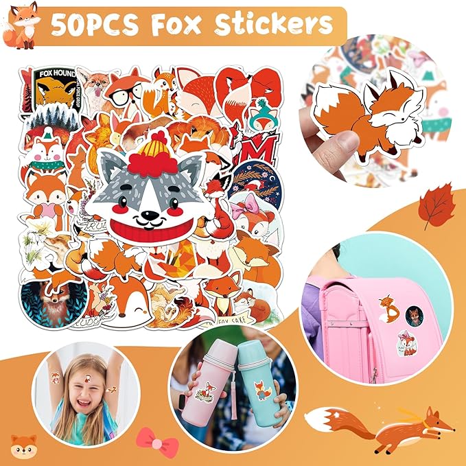 110Pcs Fox Birthday Decorations Fox Party Favors with Slap Bracelets Keychain Temporary Tattoo Stickers Badges Gift Bags for Kids Woodland Baby Shower Jungle Safari Party Supplies