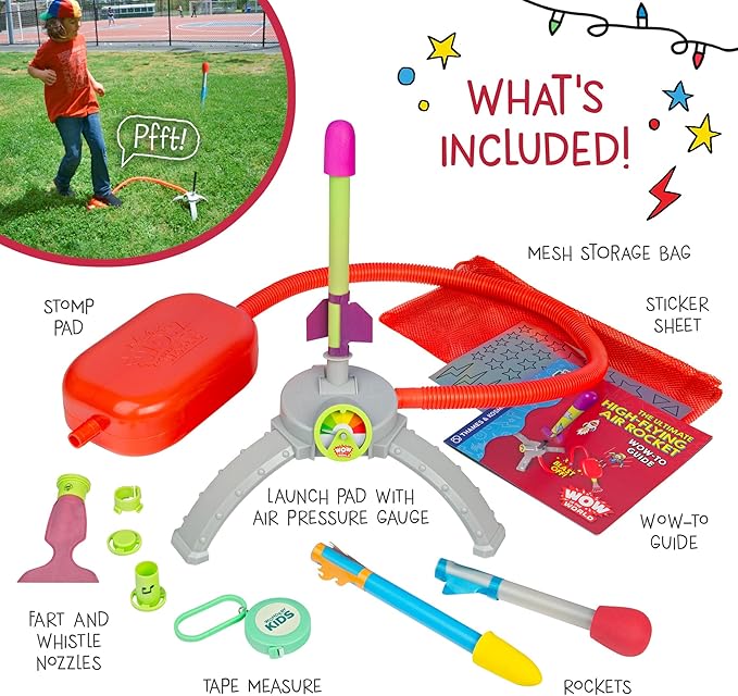 Thames & Kosmos Wow in The World Ultimate HIGH-Flying AIR Rocket Launch Up to 100ft, Fun Sound Effects, Kids Outdoor Toy, Companion Audio Content, Bonus Reusable Science Tool, STEM Toy Kids 4