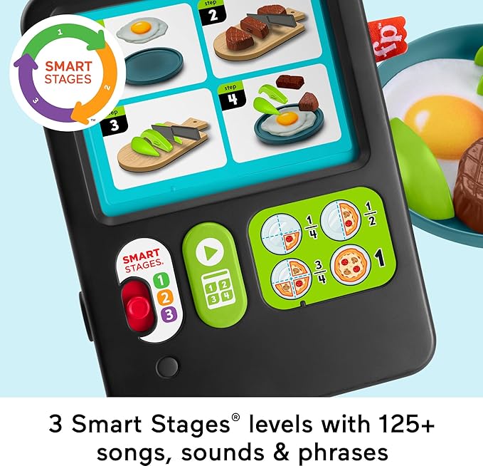 Fisher-Price Preschool Kitchen Playset Laugh & Learn 123 Follow The Recipe Meal Kit 30-Piece Pretend Cooking Toy Set for Ages 3+ Years