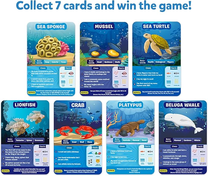 Skillmatics Card Game - Guess in 10 Underwater Animals, Perfect for Boys, Girls, Kids, and Families Who Love Toys, Board Games, Gifts for Ages 8, 9, 10 and Up