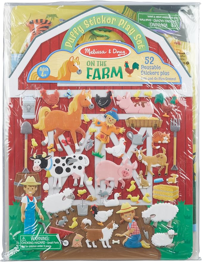 Melissa & Doug Puffy Sticker Activity Books Set - Farm, Safari, and Chipmunk - FSC Certified