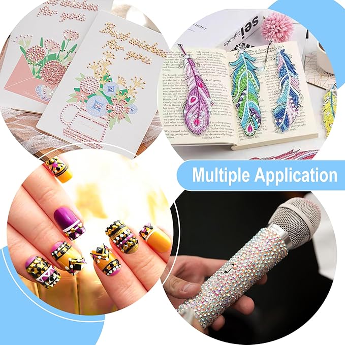 MuitoFeliz 24PCS DIY Diamond Art Pen Painting Tool Set - Metal Threaded Tip Accessories Gem Resin Dotting Pen Supplies Kit (Three Pen + 12 Tips + 9 Dotting Clay)