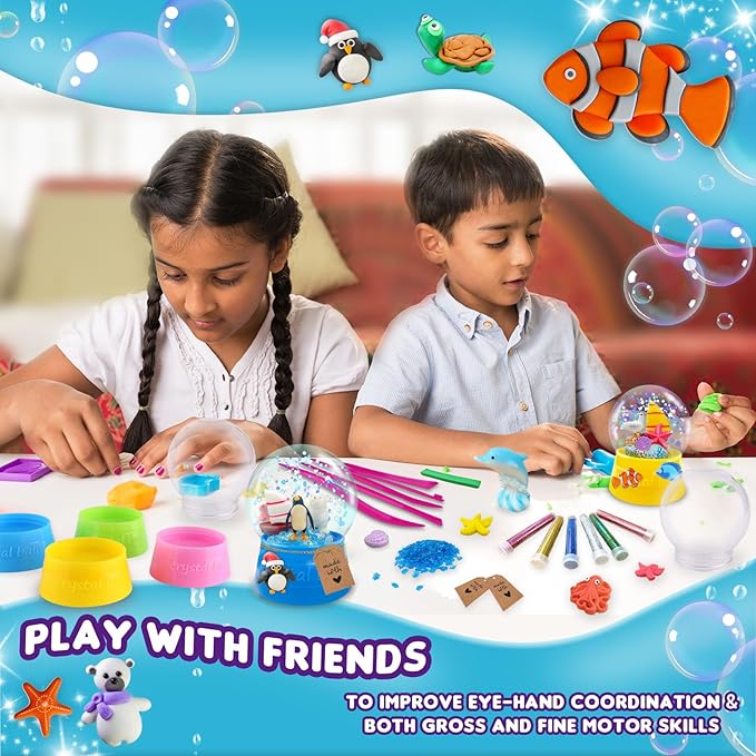 Make Your Own Water Globe - Snow Water Stem Projects DIY Activities Glitters Supplies Perfect Arts & Crafts Clay for Girls Boys Kids Ages 4-6 4-8 6-8 8-12+ Years Old Christmas Holiday Games