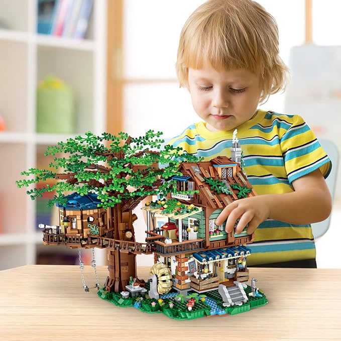 Idea Tree House Bricks Model Toys Set, Forest House Building Blocks Street View Sets, for Adults Ages 14+ Tree House Display 4761 PCS(Not Compatible with Lego Set )