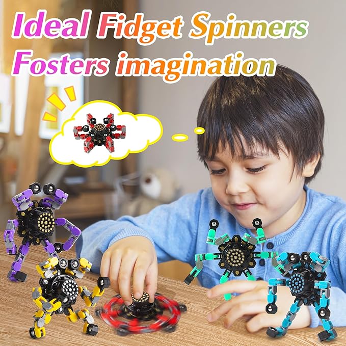 Transformable Fidget Spinners for Kids and Adults Stress Relief Sensory Toys for Boys and Girls Fingertip Gyros for ADHD Autism for Kids Gifts