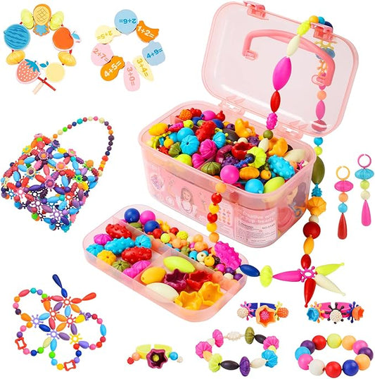 BEMITON Ideal Birthday Gift for Girls Aged 3 4 5 6 7 - Pop Beads Jewelry Making Kit, Arts and Crafts Toys for 3-7 Year Old Kids, DIY Set for Creative Play