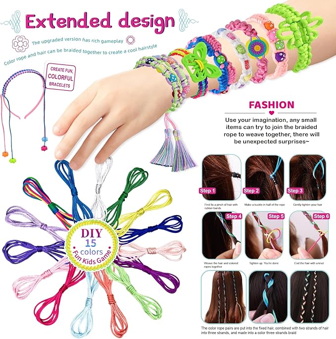 Yikusu Friendship Bracelet Making Kit for Girls, Birthday Gifts for Girls Ages 7 8 9 10 11 12 Year Old, Arts and Crafts Toys for Kids Ages 8-12,DIY Bracelet Jewelry Maker Toys Set