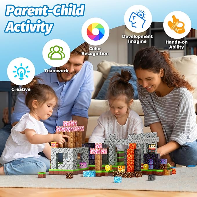 100PCS Magnetic Blocks, Magnetic Cubes Magic Forest Set for Boys & Girls Toys Age 3-5 6-8 8-10, Magnetic Tiles 1" Building Blocks Toddler Toys STEM Sensory, Creative Kids Games Kids Toys