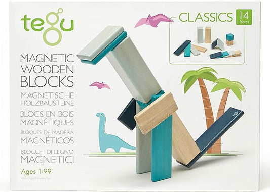14 Piece Tegu Magnetic Wooden Block Set, Blues