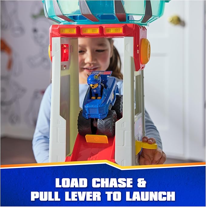 PAW Patrol: Rescue Wheels Super Loop Tower HQ, with Light, Sound, Vehicle Launcher, Chase Action Figure & Toy Truck, Kids Toys for Boys & Girls Age 3+