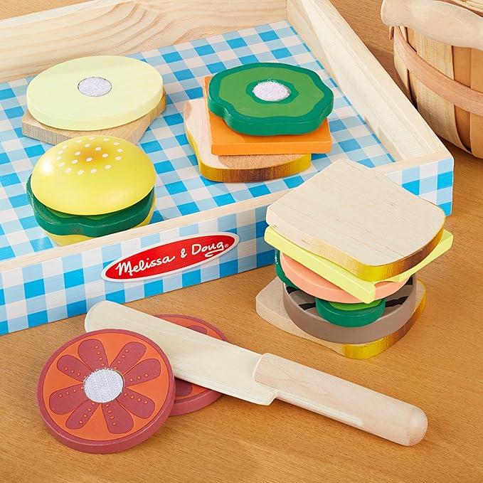 Melissa & Doug Wooden Sandwich-Making Pretend Play Food Set