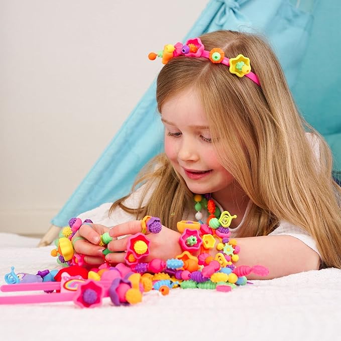 Axel Adventures Pop Beads Jewelery Making Kits for Girls, Colorful Jewelry Crafts Toy for Kids Age 4-8, Necklace, Ring, Bracelet Making Kit for Little Girls, Girls Gift, Educational Girls Gift