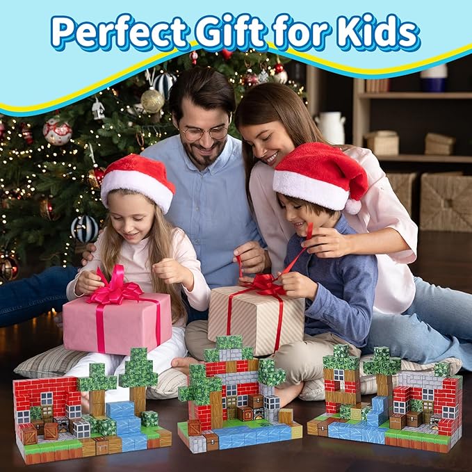 Magnetic Blocks 110PCS Toys for Boys & Girls Age 6 7 8 9 10(Village)