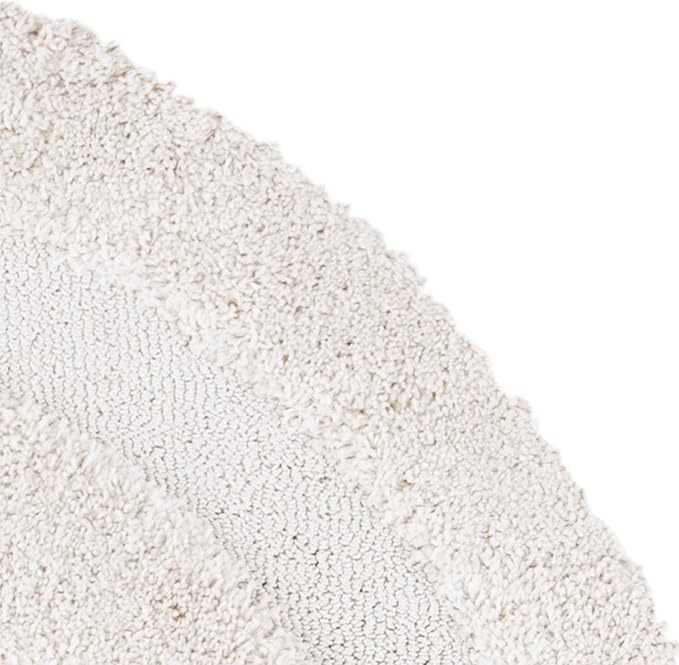 SAFAVIEH Florida Shag Collection Area Rug - 5' Round, Creme & Creme, Border Design, Non-Shedding & Easy Care, 1.2-inch Thick Ideal for High Traffic Areas in Living Room, Bedroom (SG454-1111)