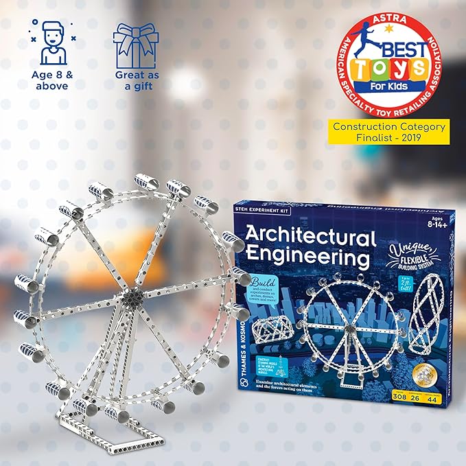 Thames & Kosmos Architectural Engineering | Science Experiment & Model Building Kit | Build 26 Models of Structures & Structural Elements | A Parents' Choice Gold Award Winner 14.6 Inches