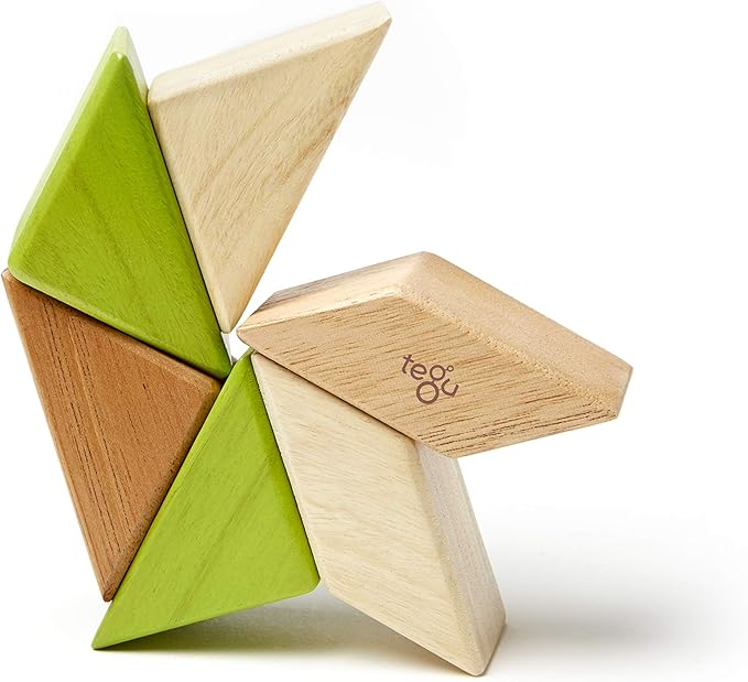 6 Piece Tegu Pocket Pouch Prism Magnetic Wooden Block Set, Jungle