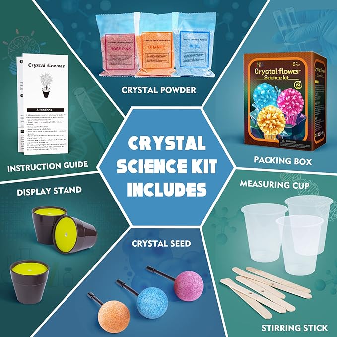 Crystal Growing Kit, STEM Projects Science Kits for Kids Age 4-6-8-12, Crystals Grow Fast (24H) Science Experiments Kit Toys, Art & Crafts Gift Toys for 6 7 8 9 10 11 12 Years Old Girls & Boys