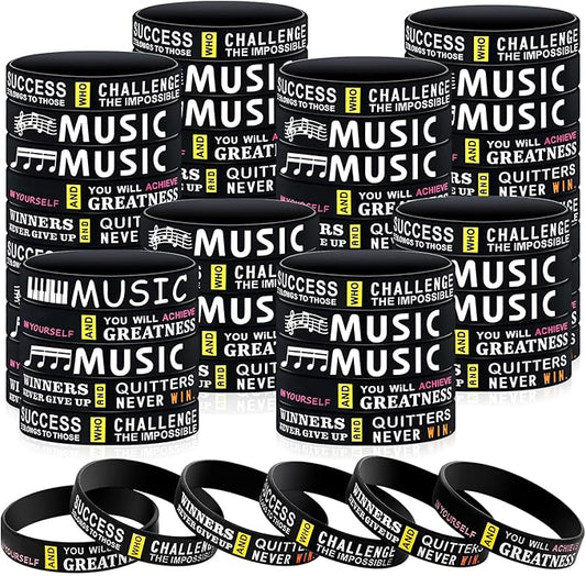 Deekin 90 Pcs Piano Notes Silicone Bracelets Music Inspirational Bracelets Piano Notes Theme Party Supplies Music Party Favors Music Gifts Piano Recital Gifts for Music Lover Musicians, 3 Styles