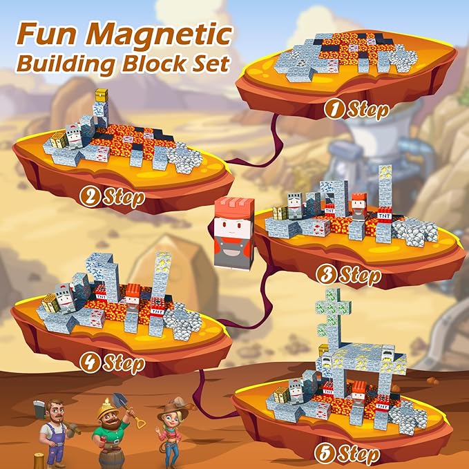 110Pcs Magnetic Blocks Craft World Set, Magnetic Blocks Le Building go Toys for Kids,STEM Sensory Toys for Toddlers Kids Christmas Birthday Gifts for 3+ Years Old Girls Boys