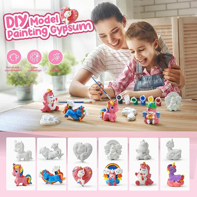 stochastic box Kids Crafts Set, Ceramic Painting Kit,Paint Your Own DIY Ceramic Figurines,Painting Kit DIY Toys Kids