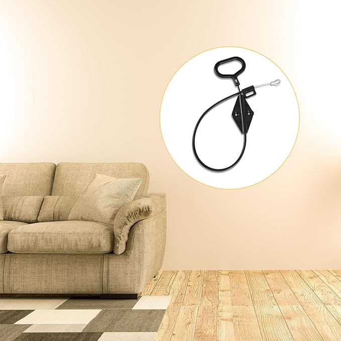 Recliner Pull Handle Replacement, Black Recliner D Ring Replacement Parts Compatible with Lazy Boy D Ring Couch Sofa Recliner Release Cable Pull for Lazyboy