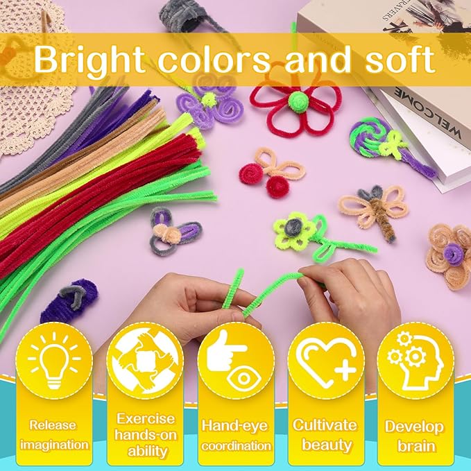 Zlulary 100 Pieces Pipe Cleaners Chenille Stem, Solid Color Pipe Cleaners Set for Pipe Cleaners DIY Arts Crafts Decorations, Chenille Stems Pipe Cleaners (Gray)
