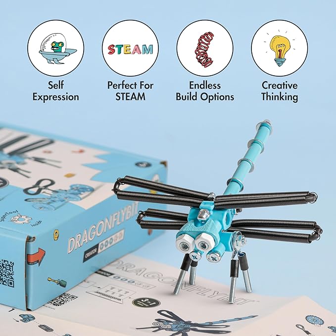 Dragonfly Toy Erector Set, Educational Build Your Own Robot Animal Stem Toys for Boys and Girls, 60+ Pcs Engineering Kit Construction Toys Steam Gifts for Kids 6 7 8 9+ Year Old