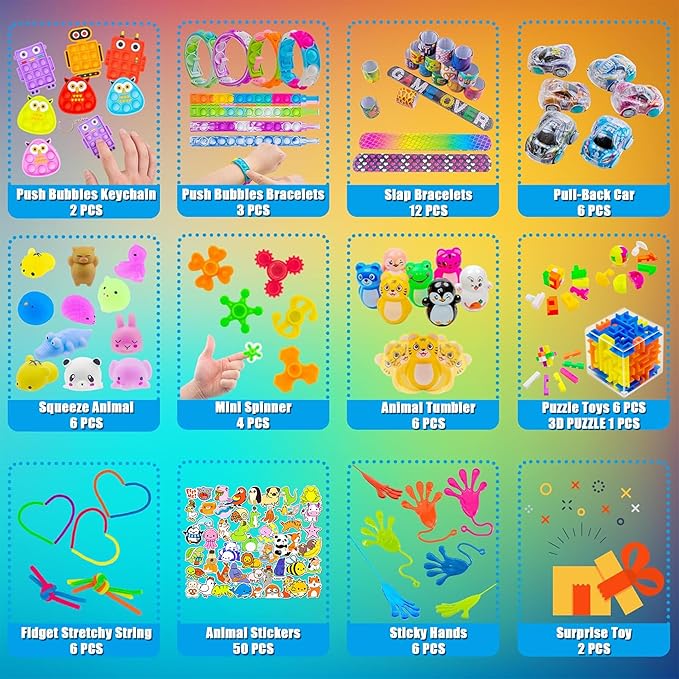 110 PCS Party Favors Toy for Kids, Pinata Stuffers, Goodie Bags Fillers, Prize Box Toys for Classroom, Treasure Chest, Birthday Party, Carnival Prizes for Boys Girls 4-8-12