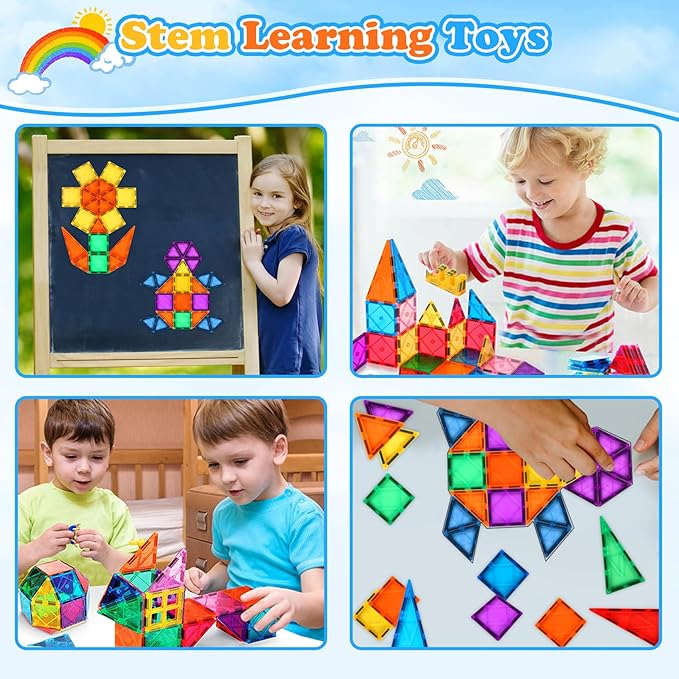 Magnetic Tiles Toys for 3 4 5 6 7 8 Year Old Boy Girls Kids Beginner Set,Magnetic Building Blocks Learning Toys for Toddlers Age 2-4 3-5 4-5 5-6 6-8 Birthday Christmas Ideas (20PCS Colourful)